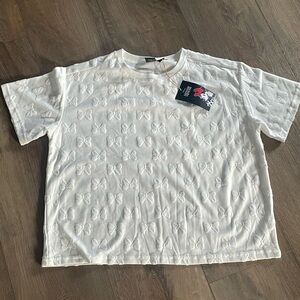 White Embossed Minnie Mouse shirt